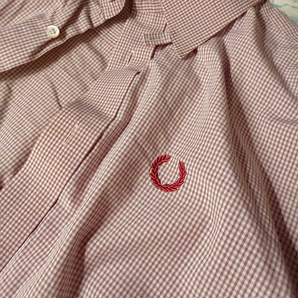 Fred Perry Small-Check Button-Down Shirt in Red and White